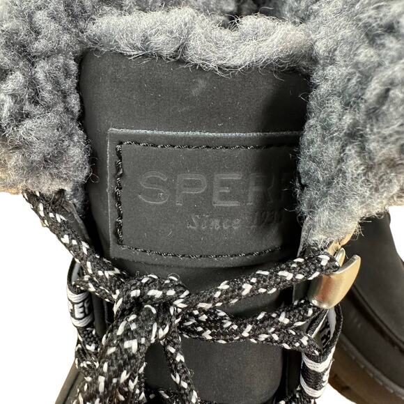 Sperry NWOB Juneau Lace Up Black Winter Boots STS86817 Size 5.5 Waterproof Suede - Picture 6 of 8
